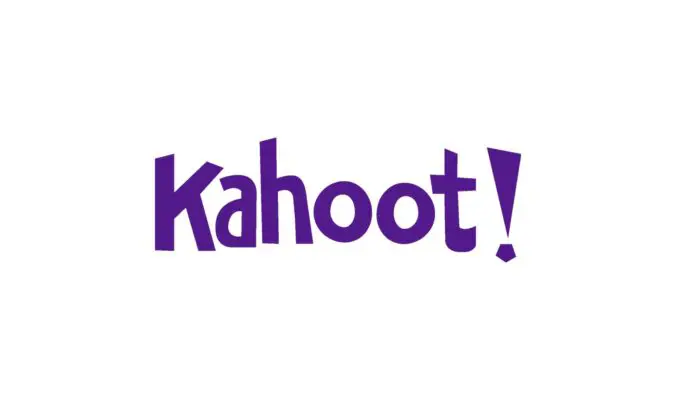 Logoen til kahoot!, med ordet "kahoot!" med fete lilla bokstaver med utropstegn, på hvit bakgrunn, inkludert kundereferanser.